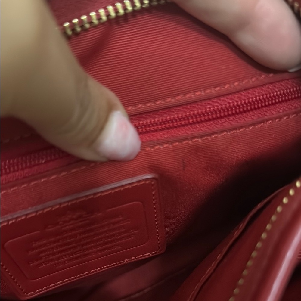 Unique Pristine Coach Brown Crossbody with Red Stripe and Red Strap - Picture 10 of 15